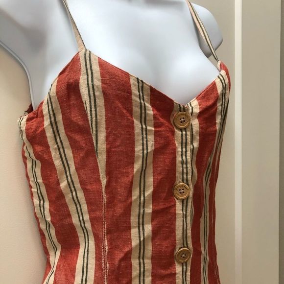 Urban Outfitters striped‎ linen mini dress with buttons woman’s size M - Picture 7 of 11